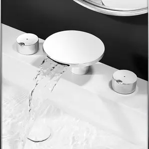 Novo design de produto: torneiras em cascata para lavatórios, torneiras de mão quente e fria, válvulas de mistura de latão, misturadores para lavatórios de banheiro