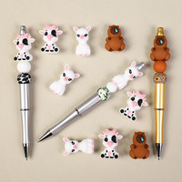 Perles focales en silicone en forme de vache 3D, perles animales mignonnes pour la fabrication de stylos perlés et de porte-clés DIY, service de personnalisation disponible