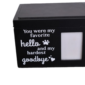 猫と犬の灰動物のお土産ウッドボックスプレミアムペット棺の壷のための小さな黒い木のペットの壷記念の生酒の写真フレーム - Product Image 5