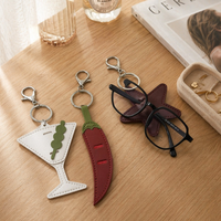 Porte-clés en cuir PU pour lunettes de soleil, anti-perte, clip pour lunettes, sac de rangement, breloque