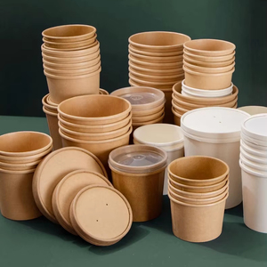 Bols jetables en papier kraft à paroi unique pour les récipients alimentaires de soupe chaude avec logo personnalisé - Product Image 4