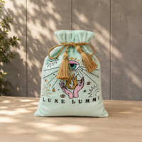 Sac de rangement pour cartes de tarot en velours brodé avec cordon de serrage personnalisé pochette d'emballage en tissu velours pour nappe cadeau dés bijoux divination