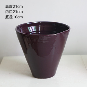 Pots de fleurs en céramique violet foncé brillant, pots à orchidées, pots en céramique violet aubergine à large ouverture pour la décoration intérieure et la verdure - Product Image 3