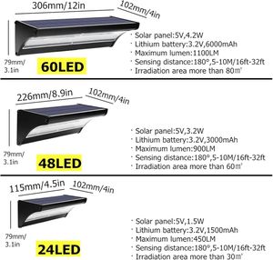 Blanco cálido <span class=keywords><strong>24</strong></span> luces LED con Sensor Solar al aire libre de aluminio luces de calle solares Ip65 Solar impermeable jardín luz de pared para patio - Product Image 2