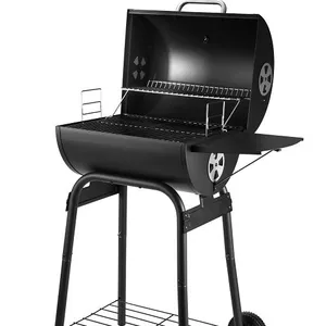 Fumoir professionnel de barbecue à charbon de bois Offre Spéciale avec chariot grande cheminée pour jardin extérieur