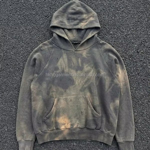 Sudadera con Capucha Vintage para Hombre, Estilo Retro Desgastado con Efecto Ácido y Decolorado, Oversize, Grunge Streetwear, Tejido Grueso de Felpa - Product Image 1