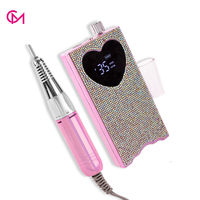 Nouvel arrivage : Kit de ponceuse à ongles portable rechargeable avec moteur sans balais, design cœur et cristaux brillants, 35000 tr/min