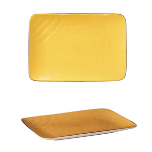 COLLEZIONE MEDITERRANEAN - Piatto Rettangolare in Gres Giallo 27x19cm - Product Image 1