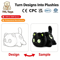 Peluche personnalisée Chat Noir Papillon, toutes tailles, douce et rembourrée, design 1:1, style gothique, pour merchandising de marque, cadeau pour fans, fabrication OEM ODM