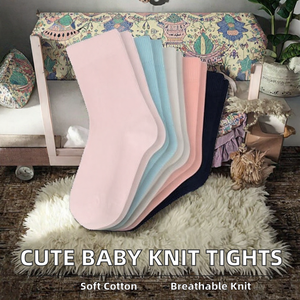 Cute Toddler <b>Girl</b> Crew <b>Socks</b> Knitted Cotton Blend Breathable Pantyhose Solid Color Autumn Winter OEM Service - Product Image 2