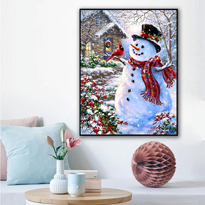 Broderie de Noël Bonhomme de Neige Point de Croix Strass Mosaïque Perles Travail d'Aiguille Peinture <span class=keywords><strong>Diamant</strong></span> Carré Complet Décoration Maison Art - Product Image 1