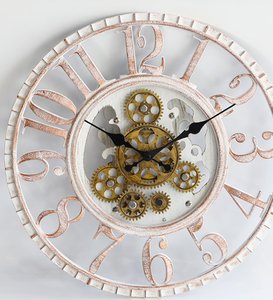 Grande <span class=keywords><strong>horloge</strong></span> murale ronde classique <span class=keywords><strong>en</strong></span> plastique vieilli de 20 pouces <span class=keywords><strong>avec</strong></span> <span class=keywords><strong>engrenage</strong></span> mobile - Product Image 5