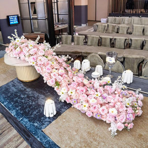 Camino de Mesa Romántico Hecho a Mano con Flores Artificiales de Seda Moderna en Color Rosa, de 30-70 cm de Ancho, Ecológico para Decoración de Bodas - Product Image 5