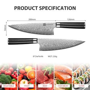 Couteau de cuisine à lame large en acier damas de qualité supérieure, damas couteau de Chef de 8 pouces avec manche G10 - Product Image 5