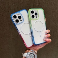 Coque de téléphone magnétique à bordure dégradée pour iPhone 18 17 16 15 14 13 12 Pro Max, antichoc, transparente et protectrice