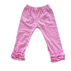 Toptan katı şeker renk kız legging yumuşak pamuk bebek buzlanma fırfır pantolon toddler bebek butik giyim fırfır bebek pantolon