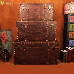 Meubles de salon, de pub, de club, de studio, de style vintage industriel rétro, de qualité supérieure, avec coffre à cigares vintage, table basse - Product Image 3