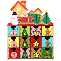 Ourwarm — calendrier d'entrée pour noël, calendrier en bois inachevé, avec 24 tiroirs, à faire soi-même, nouveauté