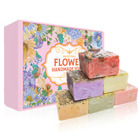 Ensemble de savons floraux faits à la main, 6 senteurs : rose, jasmin, lavande, sakura, camomille, osmanthus, huile essentielle, nettoyage en profondeur, cadeau OEM