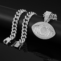 Collier à gros yeux de style américain, très populaire, en alliage, serti de strass, unisexe, plaqué, bijoux hip-hop, street-dance, rap