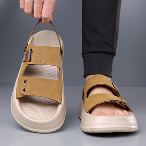 Sandales d'été pour hommes, antidérapantes, semelle EVA, décontractées, à bout ouvert, dessus en PU - Product Image 4