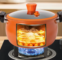 Casserole antiadhésive à micro-pression pour cuisinière à gaz et feu ouvert avec revêtement en pierre Maifan