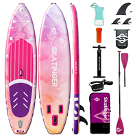 Planche de paddle gonflable Skatinger Pro 11 pieds avec siège, large planche de surf avec anneaux en D pour la pêche