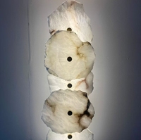 Lampe murale en laiton massif en forme de fleur, style nordique moderne, luxe léger, en albâtre naturel, pour villa, salon, chambre, hôtel, entrée
