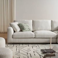 Canapé industriel haut de gamme à accoudoirs roulés, en tissu lin, résistant aux taches, avec commande par application, design confortable, pour appartement et mobilier de maison