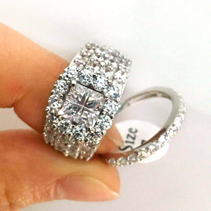 Pave Style <b>Ring</b> <b>Set</b> for Women Sparkling Stone Fashion Finger Jewelry Gift - Product Image 1
