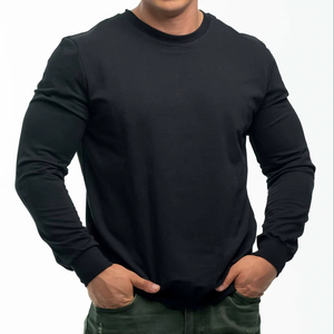 Pull-over décontracté pour homme, coupe classique, en coton et élasthanne, uni, à manches longues, respirant, extensible, chaud, durable, pour l'extérieur, vente en gros - Product Image 1