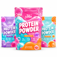 Sachet d'emballage personnalisé pour protéines en poudre Bubble Pop, rose, aqua, lilas, orange, pochette refermable à fermeture éclair pour protéines de lactosérum