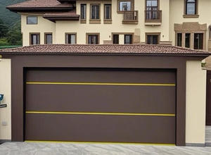 <span class=keywords><strong>Porte</strong></span> <span class=keywords><strong>de</strong></span> <span class=keywords><strong>garage</strong></span> <span class=keywords><strong>sectionnelle</strong></span> isolée minimaliste en aluminium avec bande dorée, commande à distance automatique, taille personnalisée pour villa - Product Image 1