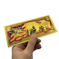 Billet de banque commémoratif en plastique plaqué or, motif billet de banque américain, couleurs noir, rouge, or, argent, en gros, en stock