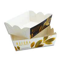 Boîte à gaufres en papier de qualité alimentaire personnalisée en usine, plateau à gaufres et à crème glacée personnalisé, boîte en papier avec logo en feuille d'or