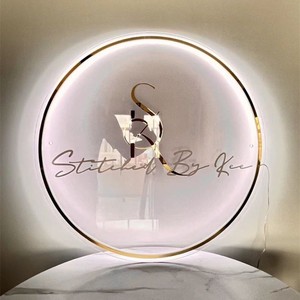 Cerchio su misura in acrilico segno salone modelli esplosivi personalizzato 3d retroilluminato segno al Neon rotonda segno - Product Image 4