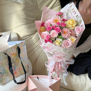 2025 nouvelle version 35*50cm Kraft peinture à l'huile Style papier d'emballage pour Bouquet de fleurs cadeau matériaux floraux - Product Image 2