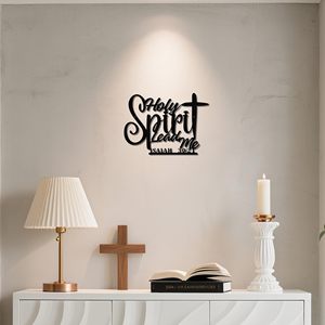 Decoraciones Metálicas de Pared con Escrituras Bíblicas - "Espíritu Santo, Guía mi Camino", Letrero Religioso con Cruz, Decoración Cristiana para <span class=keywords><strong>el</strong></span> Hogar - Product Image 2