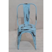 Chaise de salle à manger réglable en métal bleu aqua style industriel vintage avec finition vieillie pour la maison, le bureau, les hôtels, les restaurants, les cafés, les bars