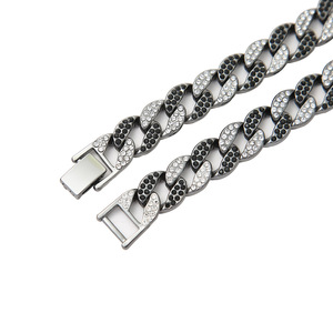 Collar De cadena De eslabones NL2020 aleación De diamantes De imitación De cristal negro 15 MM ancho cadena cubana Colar De <span class=keywords><strong>Liga</strong></span> De Strass Preto E Cristal - Product Image 6