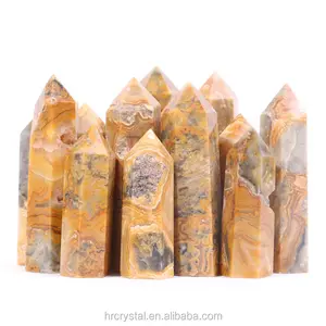 Torre de cristal de quartzo curativa de renda louca natural para artesanato com 101 pedras semipreciosas