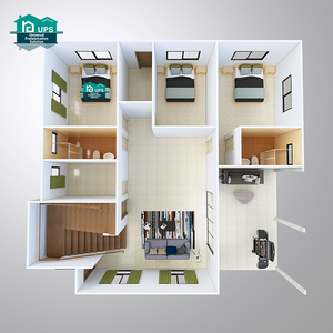 Maison préfabriquée modulaire à 2 étages avec toit à double pente en structure légère en acier moderne, 5 chambres, design européen écologique, salon - Product Image 6