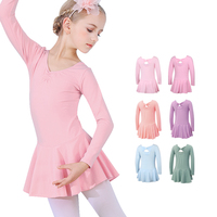 Tenue de danse pour enfants en pur coton, combinaison d'entraînement à bretelles, jupe une pièce, ensemble de danse de ballet