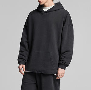 <span class=keywords><strong>Felpa</strong></span> con Cappuccio in Cotone French Terry Lavaggio Acido Personalizzabile con Logo Vintage Pesante con Bordi Sfrangiati - Product Image 6