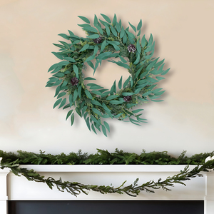 Hh-110A ngoài trời trong nhà trang trí nội thất nhựa liễu lá với cây thông nón treo nhân tạo mùa xuân mùa hè cây xanh Vòng Hoa - Product Image 1