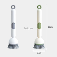 Brosse à vaisselle de cuisine avec distributeur de savon et logo personnalisé, poignée à angle réglable, facile à utiliser, à suspendre