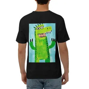 เสื้อยืดแขนสั้นโอเวอร์ไซส์ผ้าคอตตอนคอมบ์น้ำหนักมากสำหรับผู้ชายพิมพ์ลายผ้าไหมย้อมสี - Product Image 5