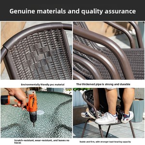 Conjunto de Mesa Plegable Moderna para Exteriores con Sillas de Ratán, <span class=keywords><strong>Sombrilla</strong></span> para Patio, Gimnasio, Hotel, Jardín, <span class=keywords><strong>Terraza</strong></span>, Balcón, Cafetería, Comedor y Ocio - Product Image 4