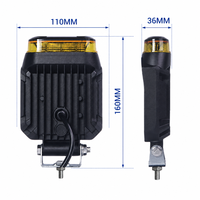 TENGYUE 12V 24V 4 Zoll Quadratisches LED-Arbeitslicht mit Bernsteinfarbenem Blitz-Warnlicht 1430LM für LKW Traktor Offroad
