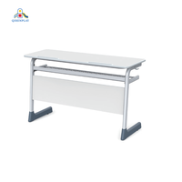 Ensemble table et chaise d'école à hauteur réglable avec structure métallique, table d'étude pour étudiants avec rangement, mobilier éducatif durable